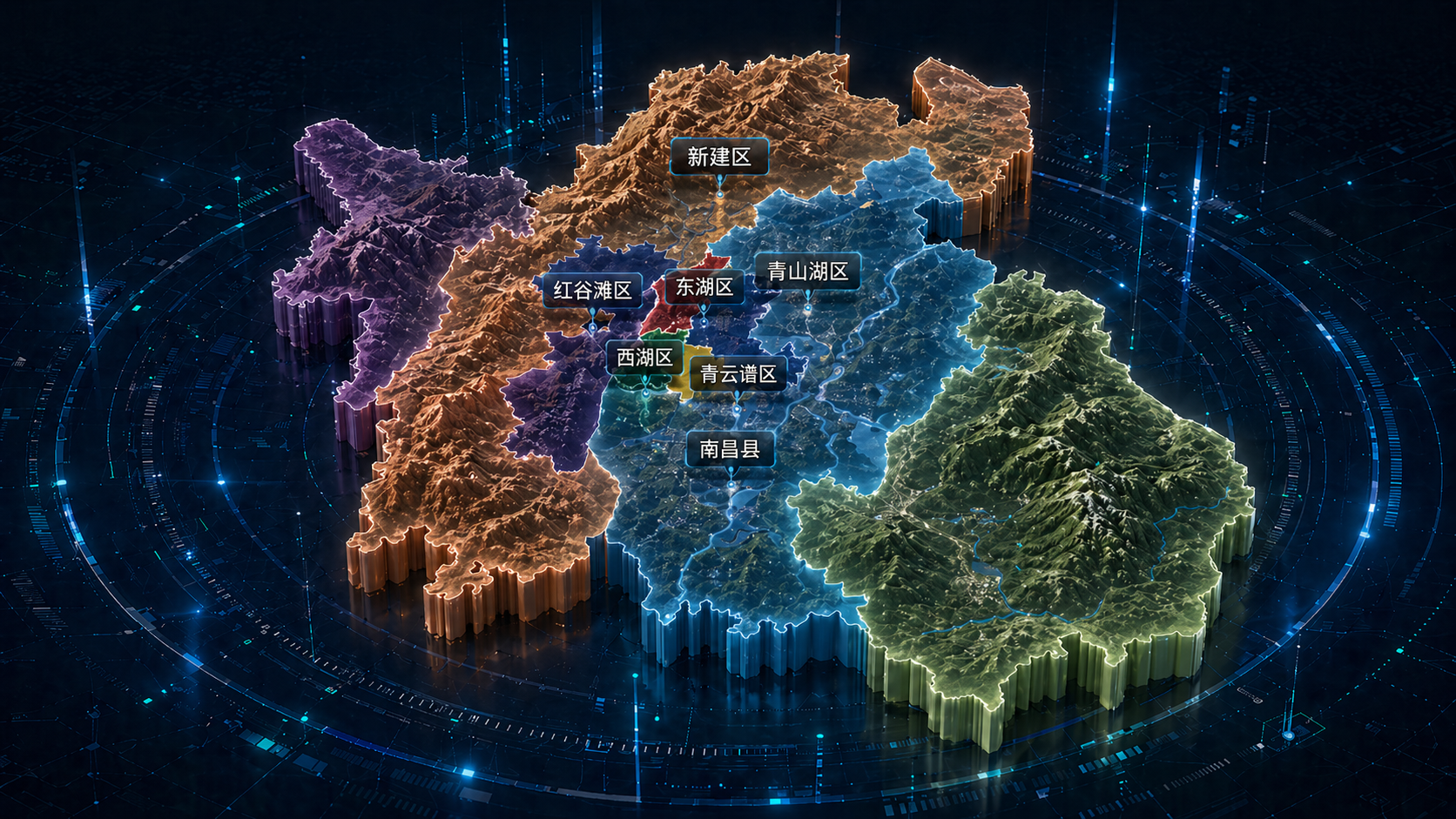 南昌服务区县地图，当前标记南昌